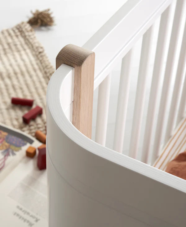 WOOD MINI+ BABYBETT EXKL. UMBAUSET WEISS/EICHE, OLIVER FURNITURE