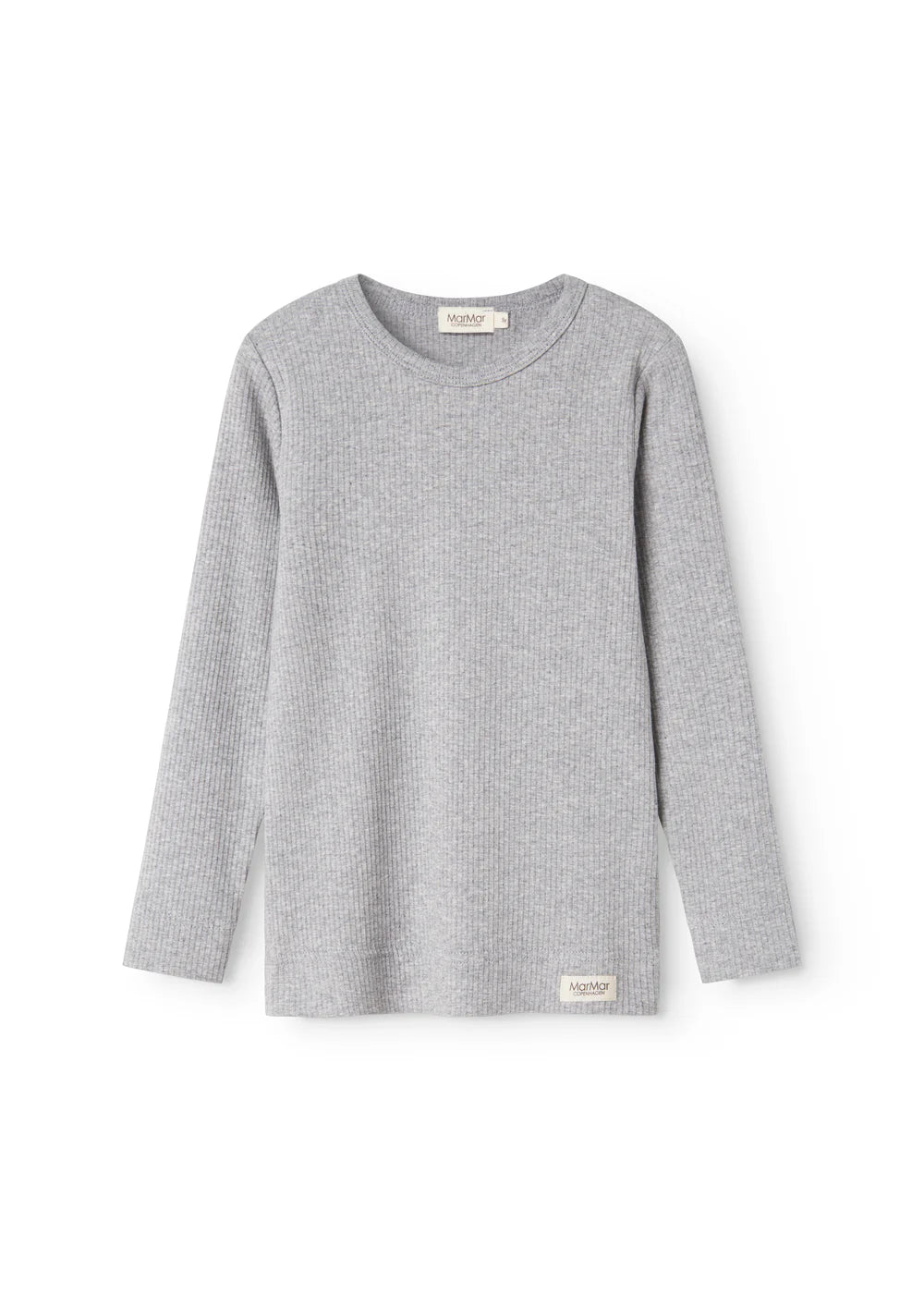 PLAIN TEE LS, T-SHIRT - LIGHT GREY MELANGE, MAR MAR COPENHAGEN