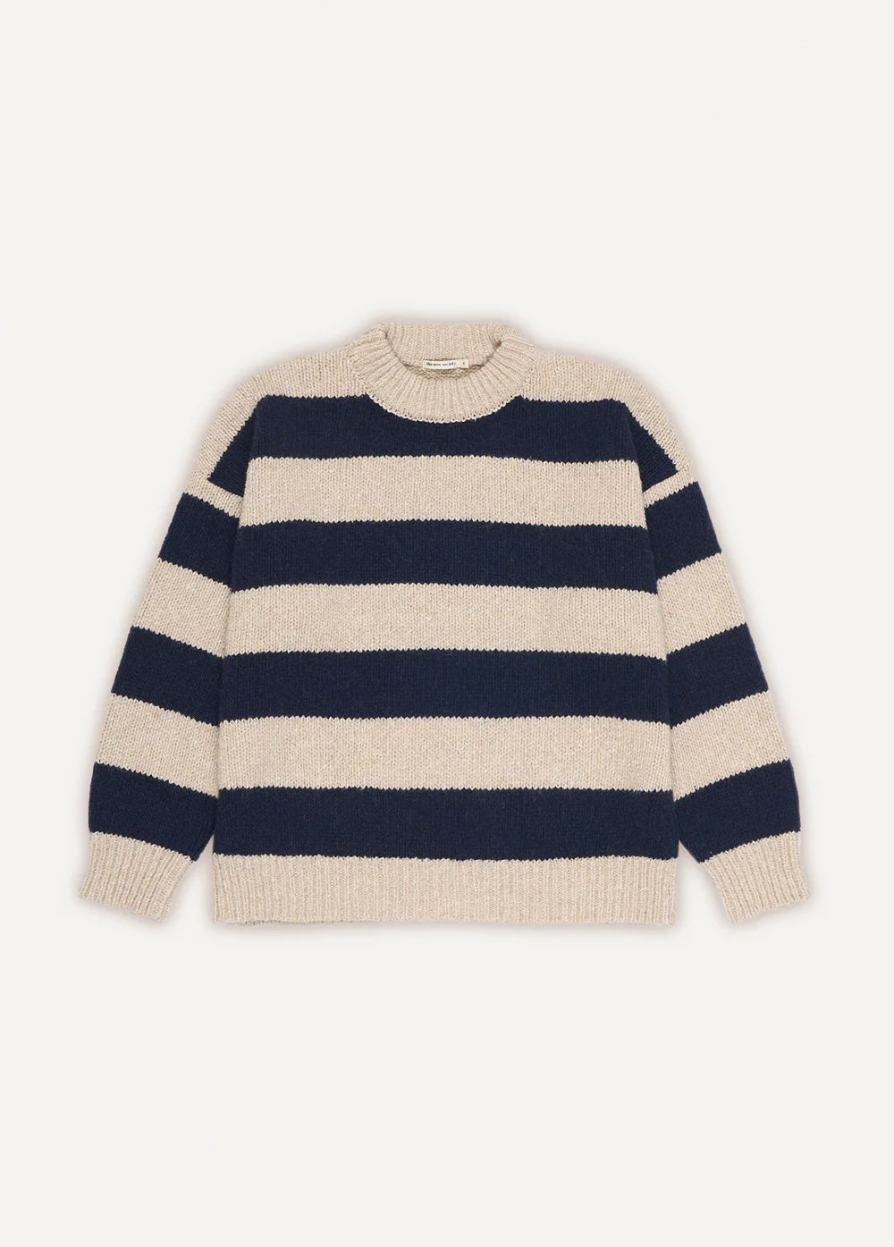 TIRSO STRIPES WOMAN JUMPER - SAND & SPACE BLUE KNIT SRIPES, THE NEW SOCIETY