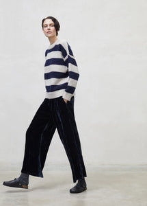 TIRSO STRIPES WOMAN JUMPER - SAND & SPACE BLUE KNIT SRIPES, THE NEW SOCIETY