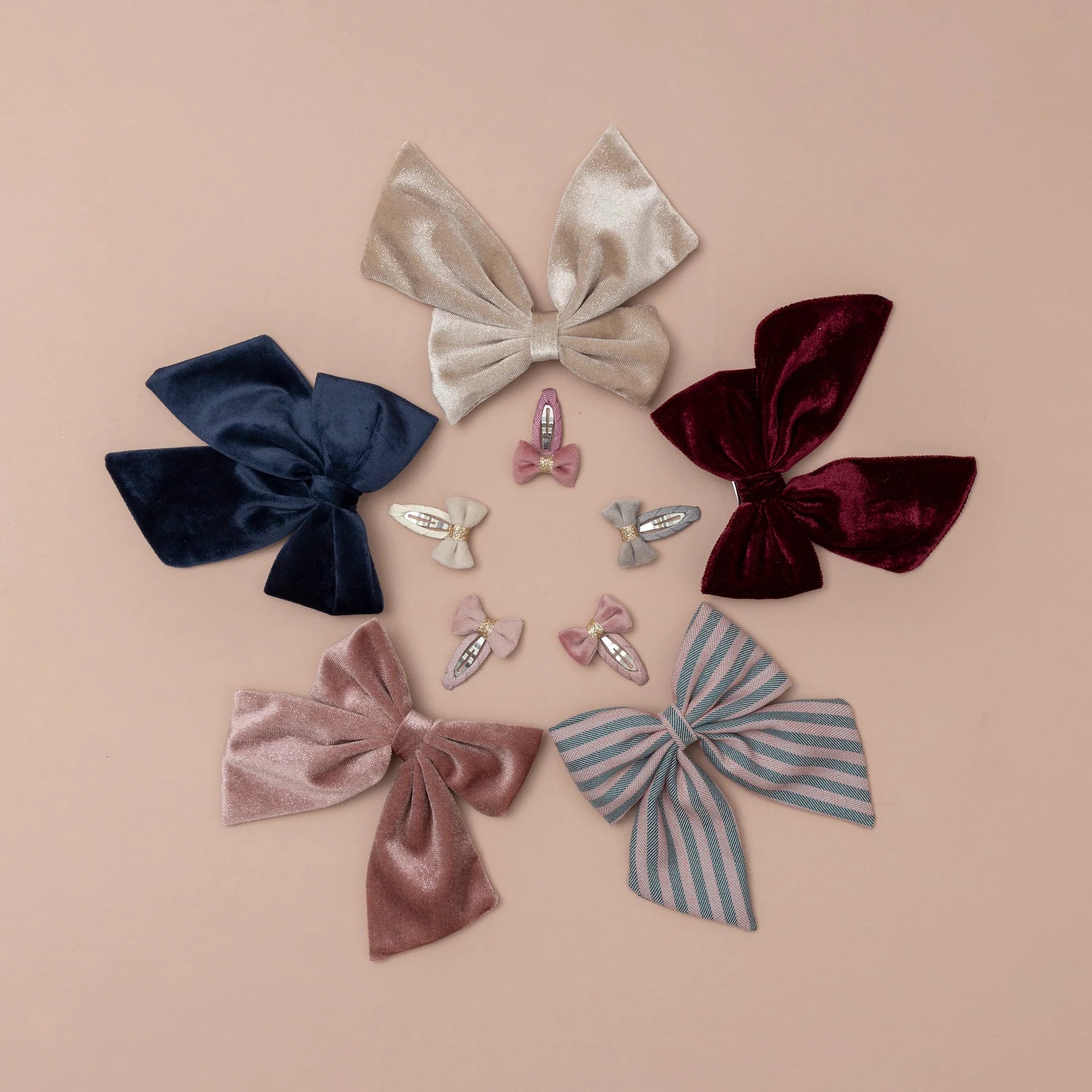 STRIPE AGNES BOW CLIPS, MIMI & LULA