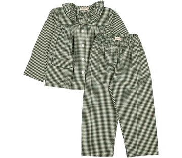 PAJAMAS FRILL SET - GREEN CHECK, MARMAR COPENHAGEN