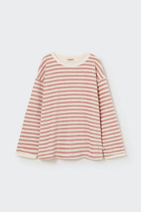 ORGANIC STRIPED TOWELLING SWEATSHIRT, ROSE - COZMO