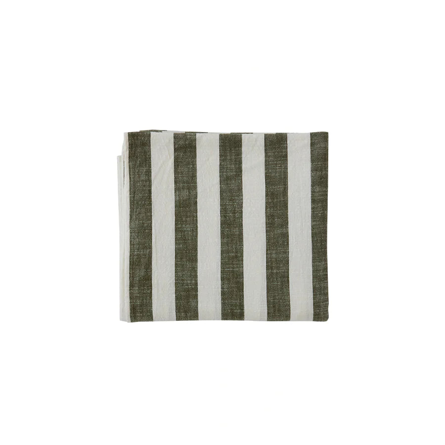 STRIPED TABLECLOTH - OLIVE, OYOY