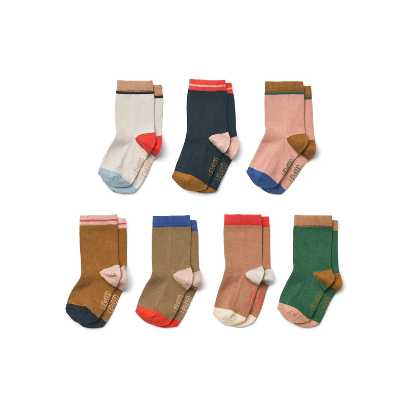 SILAS COTTON SOCKS 7-PACK - ROSE MULTO MIX, LIEWOOD