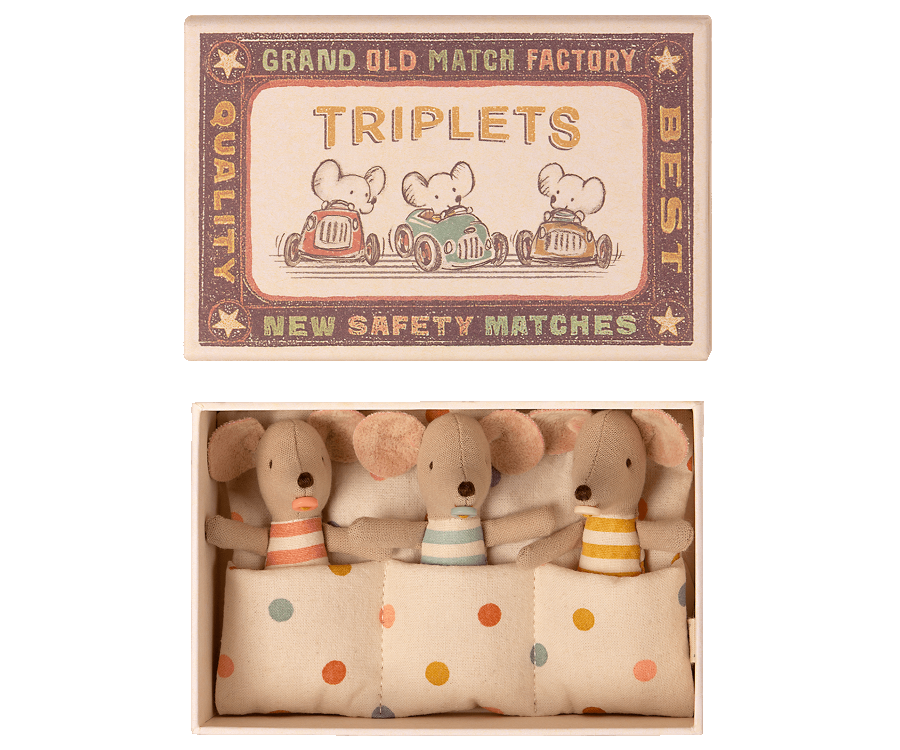 TRIPLETS - BABY MICE IN MATCHBOX, MAILEG