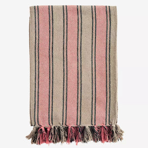 STRIPED WOVEN THROW WITH FRINGES, MADAM STOLTZ