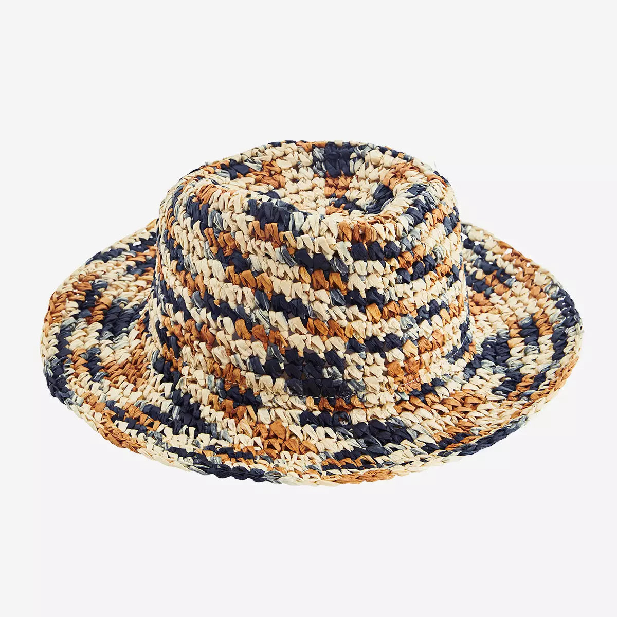 CHROCHET PAPER ROPE HAT- NATURAL, BROWN, BLUE, MADAM STOLZ